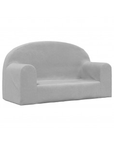 Divano per Bambini a 2 Posti Grigio Chiaro in Morbido Peluche