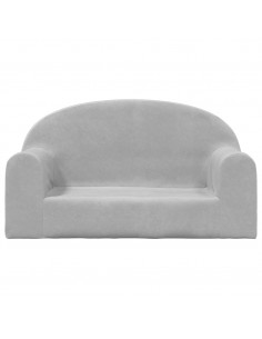 Divano per Bambini a 2 Posti Grigio Chiaro in Morbido Peluche 2