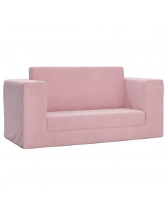 Divano Letto per Bambini a 2 Posti Rosa in Morbido Peluche