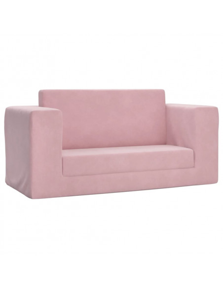 Divano Letto per Bambini a 2 Posti Rosa in Morbido Peluche