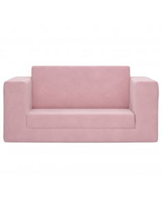 Divano Letto per Bambini a 2 Posti Rosa in Morbido Peluche 2