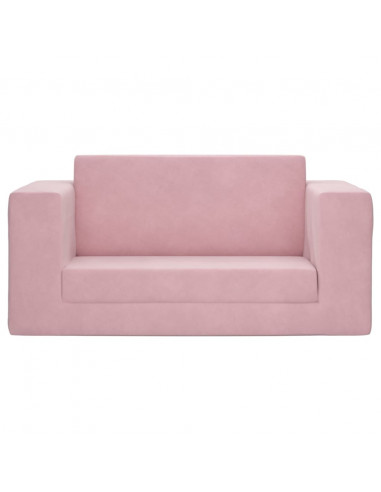 Divano Letto per Bambini a 2 Posti Rosa in Morbido Peluche