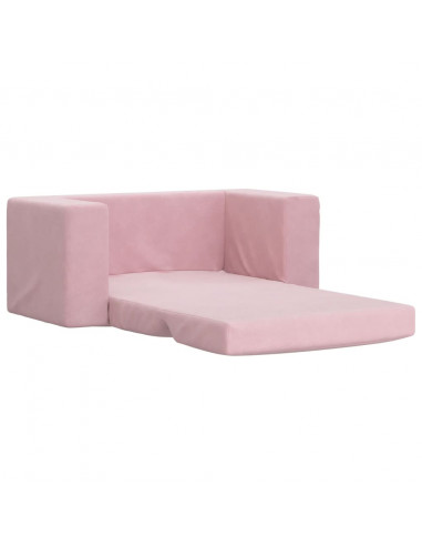 Divano Letto per Bambini a 2 Posti Rosa in Morbido Peluche