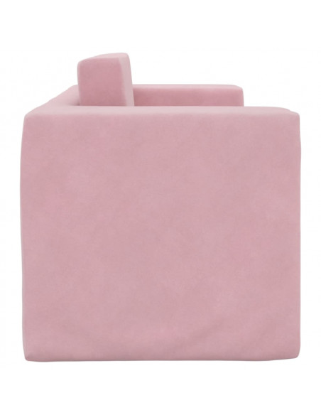 Divano Letto per Bambini a 2 Posti Rosa in Morbido Peluche