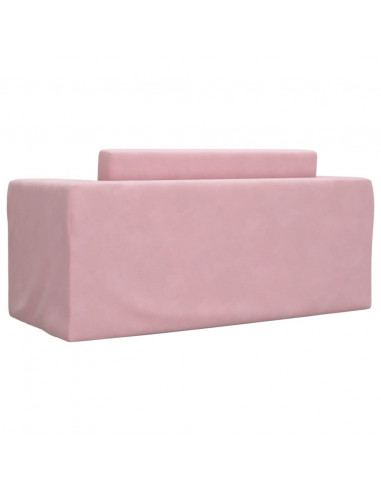 Divano Letto per Bambini a 2 Posti Rosa in Morbido Peluche