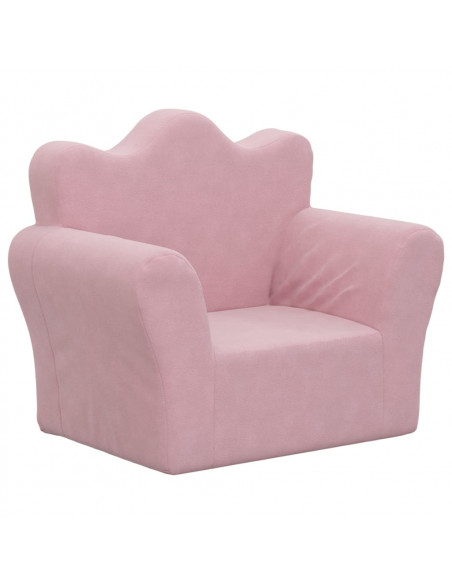 Divano per Bambini Rosa in Morbido Peluche