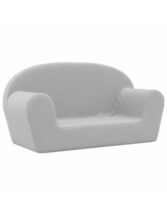 Divano per Bambini a 2 Posti Grigio Chiaro in Morbido Peluche