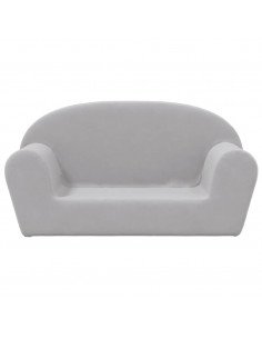 Divano per Bambini a 2 Posti Grigio Chiaro in Morbido Peluche 2