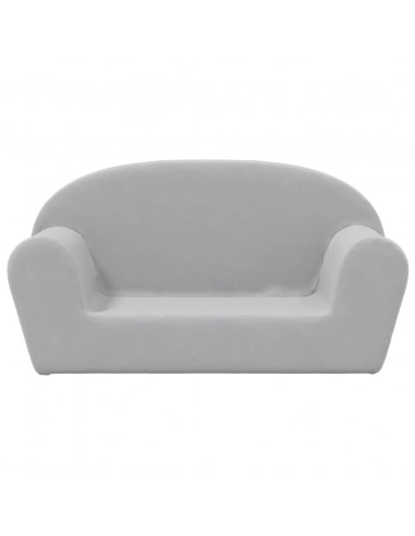 Divano per Bambini a 2 Posti Grigio Chiaro in Morbido Peluche
