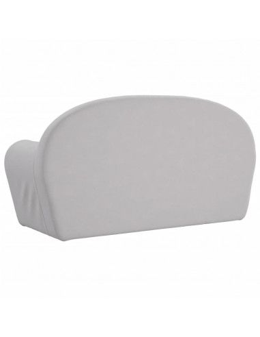 Divano per Bambini a 2 Posti Grigio Chiaro in Morbido Peluche