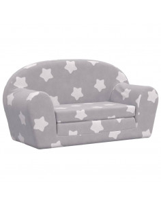 Divano Letto Bambini a 2 Posti Grigio Chiaro con Stelle Peluche