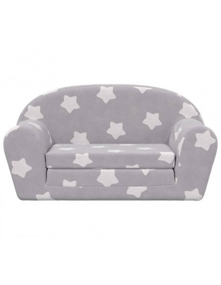 Divano Letto Bambini a 2 Posti Grigio Chiaro con Stelle Peluche