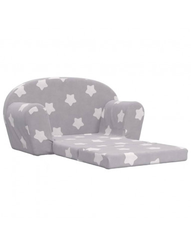 Divano Letto Bambini a 2 Posti Grigio Chiaro con Stelle Peluche