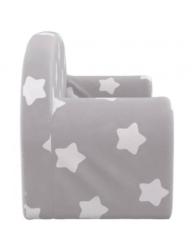 Divano Letto Bambini a 2 Posti Grigio Chiaro con Stelle Peluche