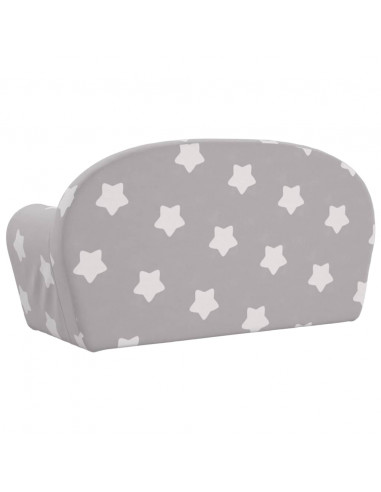 Divano Letto Bambini a 2 Posti Grigio Chiaro con Stelle Peluche