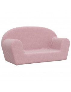 Divano per Bambini a 2 Posti Rosa in Morbido Peluche