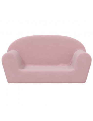 Divano per Bambini a 2 Posti Rosa in Morbido Peluche