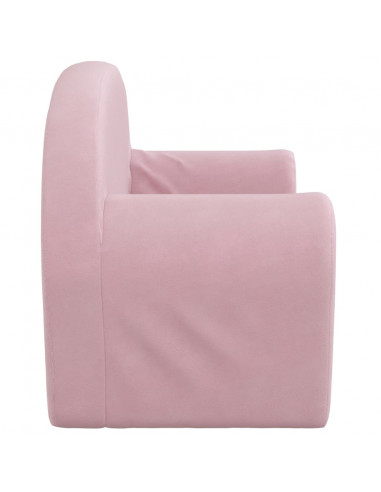 Divano per Bambini a 2 Posti Rosa in Morbido Peluche