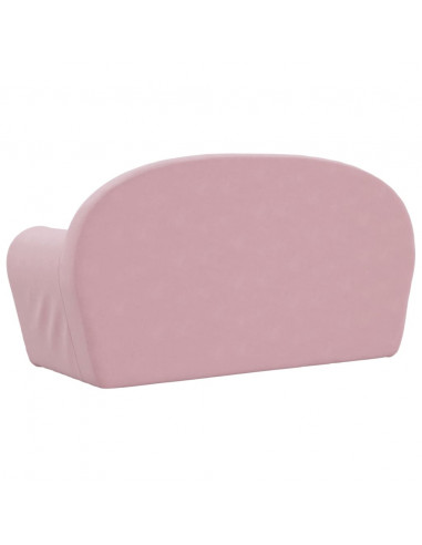 Divano per Bambini a 2 Posti Rosa in Morbido Peluche