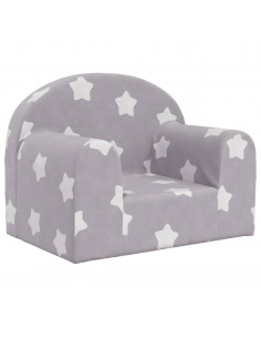 Divano per Bambini Grigio Chiaro con Stelle in Morbido Peluche