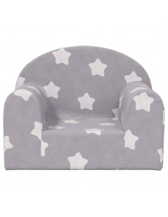 Divano per Bambini Grigio Chiaro con Stelle in Morbido Peluche 2