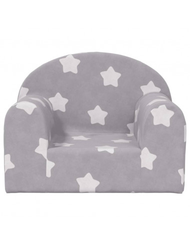 Divano per Bambini Grigio Chiaro con Stelle in Morbido Peluche