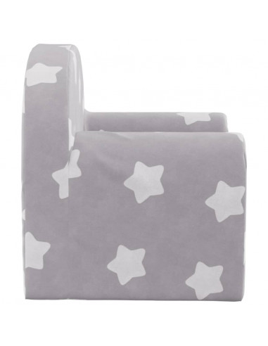 Divano per Bambini Grigio Chiaro con Stelle in Morbido Peluche
