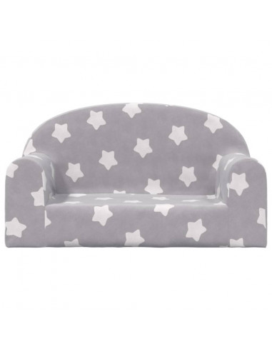 Divano Bambini 2 Posti Grigio Chiaro con Stelle Morbido Peluche