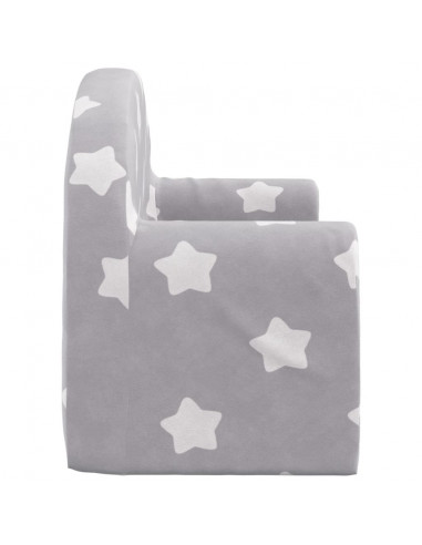 Divano Bambini 2 Posti Grigio Chiaro con Stelle Morbido Peluche
