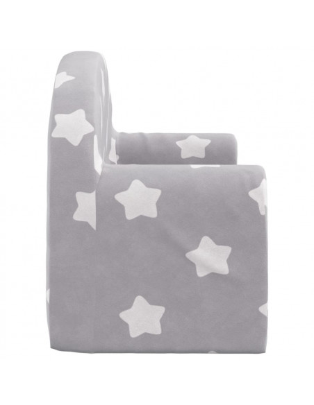Divano Bambini 2 Posti Grigio Chiaro con Stelle Morbido Peluche