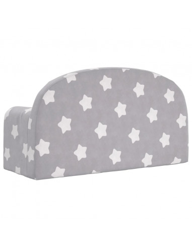 Divano Bambini 2 Posti Grigio Chiaro con Stelle Morbido Peluche