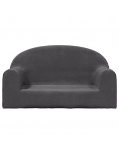 Divano per Bambini a 2 Posti Antracite in Morbido Peluche 2