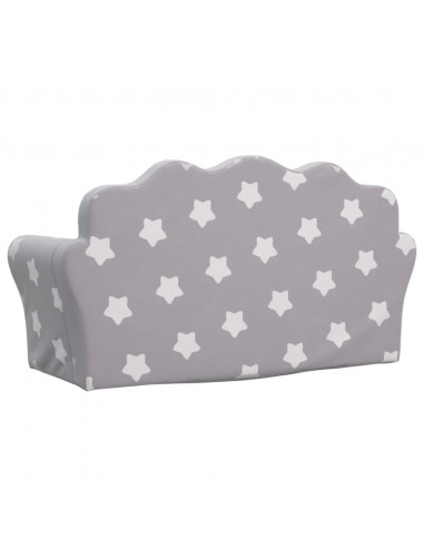 Divano Bambini 2 Posti Grigio Chiaro con Stelle Morbido Peluche