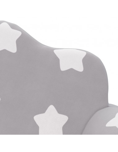 Divano Bambini 2 Posti Grigio Chiaro con Stelle Morbido Peluche