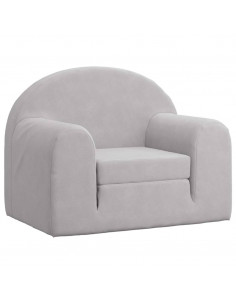 Divano Letto per Bambini Grigio Chiaro in Morbido Peluche