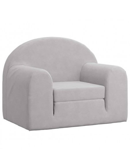 Divano Letto per Bambini Grigio Chiaro in Morbido Peluche