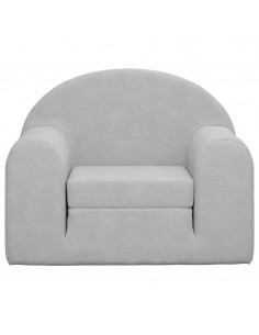 Divano Letto per Bambini Grigio Chiaro in Morbido Peluche 2