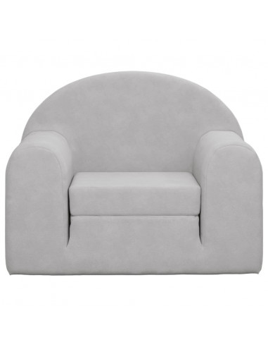 Divano Letto per Bambini Grigio Chiaro in Morbido Peluche