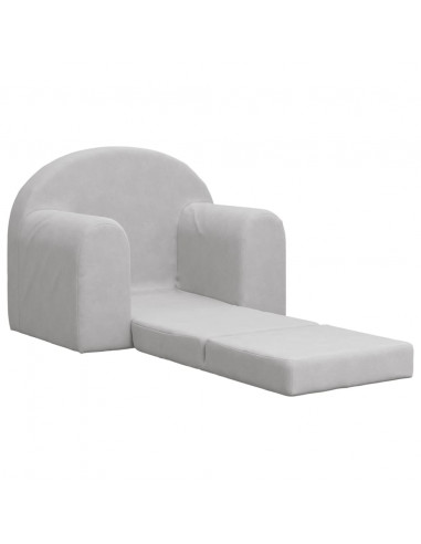 Divano Letto per Bambini Grigio Chiaro in Morbido Peluche