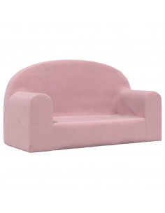 Divano per Bambini a 2 Posti Rosa in Morbido Peluche