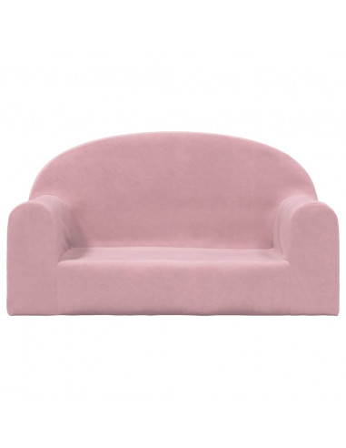 Divano per Bambini a 2 Posti Rosa in Morbido Peluche