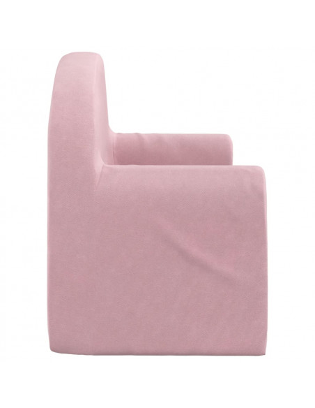 Divano per Bambini a 2 Posti Rosa in Morbido Peluche