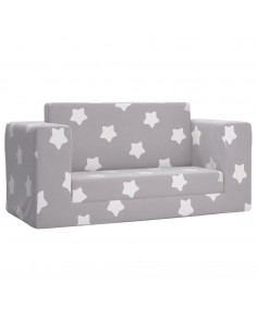Divano Letto Bambini a 2 Posti Grigio Chiaro con Stelle Peluche