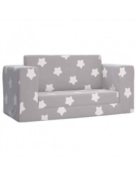 Divano Letto Bambini a 2 Posti Grigio Chiaro con Stelle Peluche