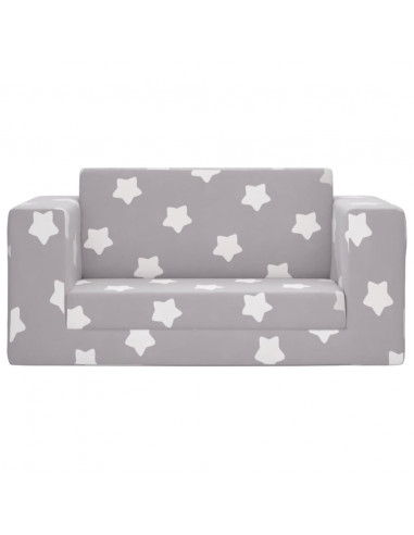 Divano Letto Bambini a 2 Posti Grigio Chiaro con Stelle Peluche
