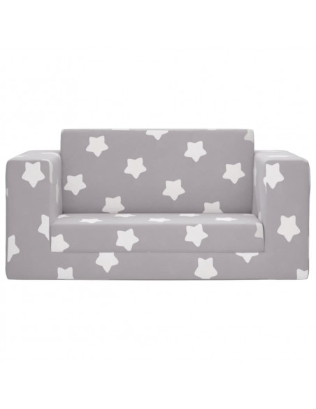 Divano Letto Bambini a 2 Posti Grigio Chiaro con Stelle Peluche