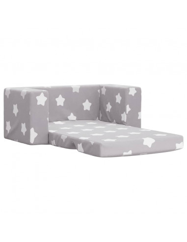 Divano Letto Bambini a 2 Posti Grigio Chiaro con Stelle Peluche