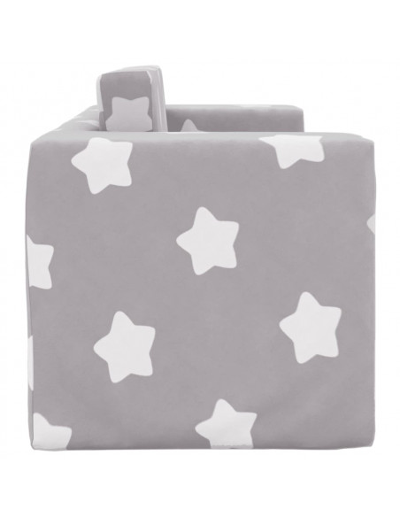 Divano Letto Bambini a 2 Posti Grigio Chiaro con Stelle Peluche