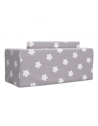 Divano Letto Bambini a 2 Posti Grigio Chiaro con Stelle Peluche