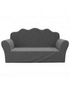 Divano per Bambini a 2 Posti Antracite in Morbido Peluche 2